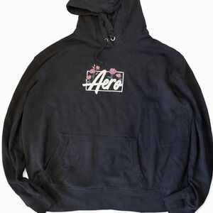 Aeropostale Black Hoodie with Pink Floral Accents